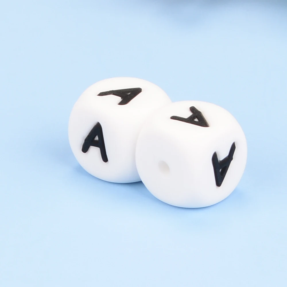 LOFCA 12 mm 40 Stück Lebensmittelqualität Silikon Babyzähne Perlen Schnullerkette BPA-frei Lose Kauen Alphabet Perlen für personalisierte Namen DIY – Detail 15