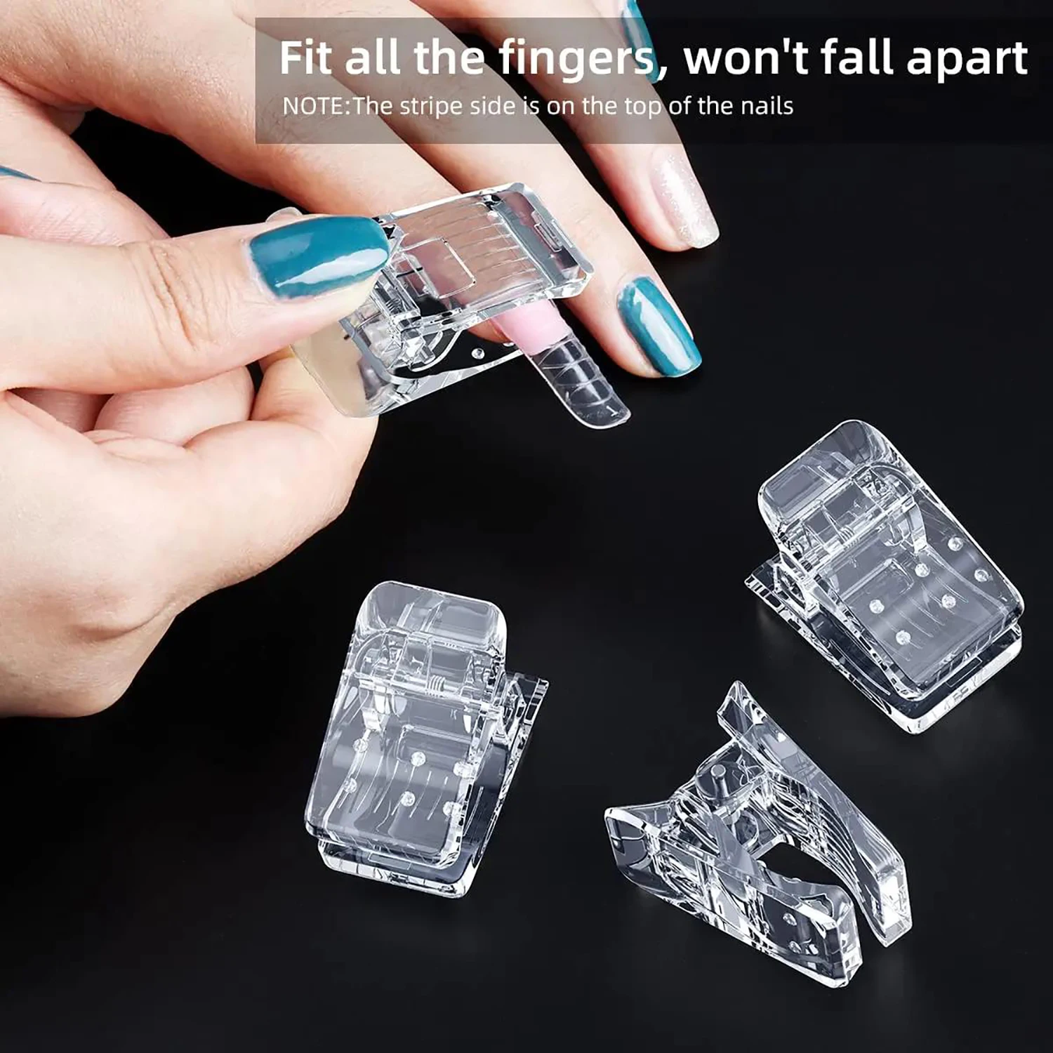 Pinzas acrílicas para uñas de Gel transparente, 10 piezas, Clip para puntas de uñas de construcción rápida, herramienta de manicura UV para extensión de uñas, soporte para moldes