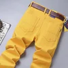 New Autumn Men's Yellow Pink Red Slim Jeans Classic Straight Elasticity Denim Pants Male Brand Stretch Skinny Colorful Trousers 5