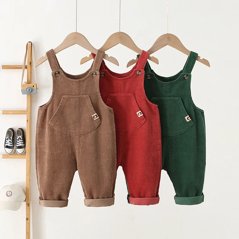 Corduroy Kids Overalls Jumpsuits for Autumn