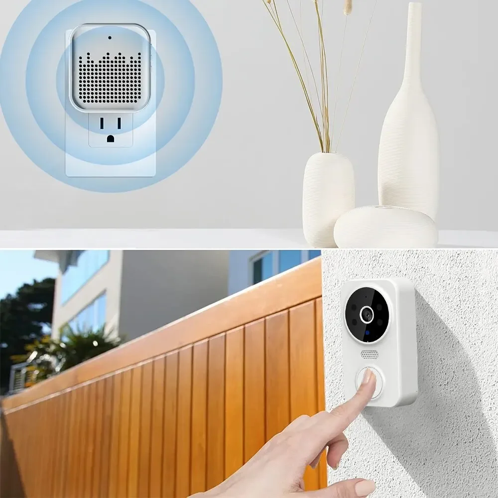 Tuya Video Doorbell Home WiFi Wireless Doorbell Rechargeable Battery Powered Color Night Vision Camera Bell Visual Doorbell