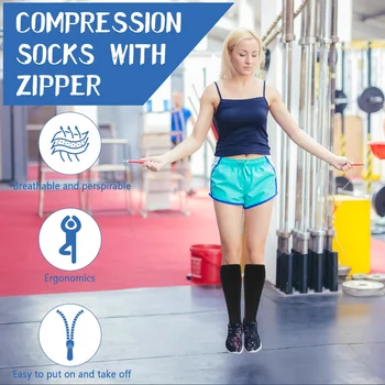Compression Stockings Sports Pressure Long Cycling Socks Zipper Professional Leg Support Women Varicose Vein Socks 4