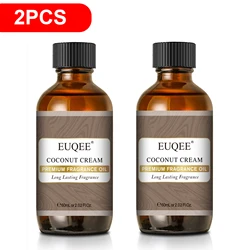 EUQEE 60ml Premium Men's Fragrance Oils with Glass Dropper - Leather, Dragons Blood, Forest Pine & Chocolate Aromas for Diffusion (2PCS Coconut Cream)