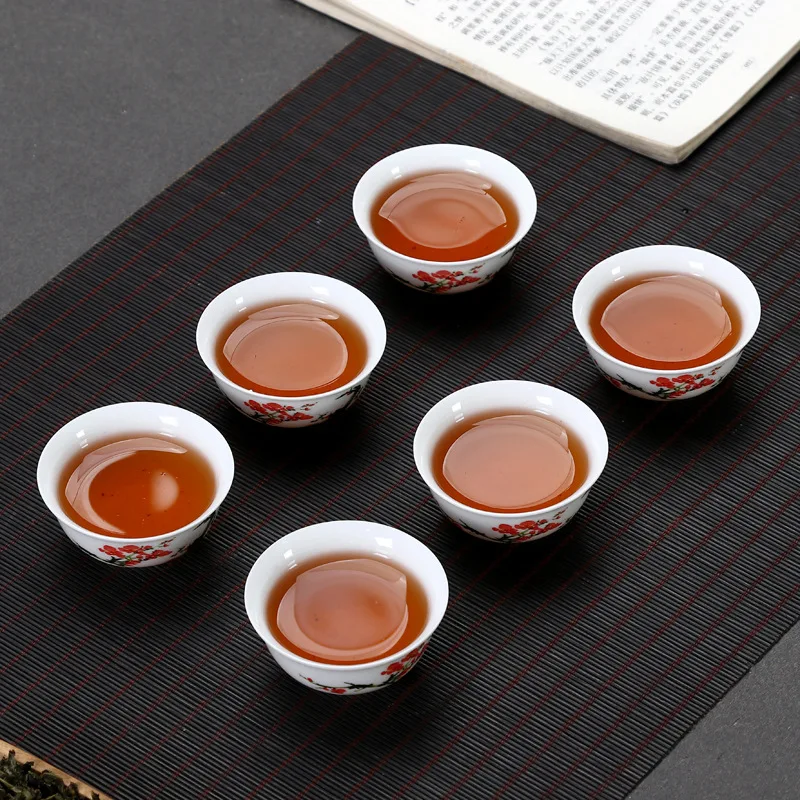 6pc/lot 35ML Chinese Kung Fu Tea Set Ceramic Master Cup Jade White Porcelain Tea Cup Small Bowl Household Teacups Water