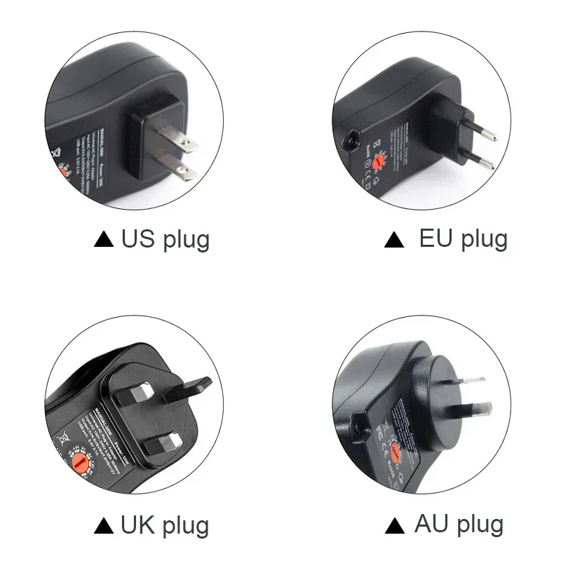 Universal Adjustable Power Adapter Charger - 30W with USB 2.1A Output for Various Voltage Settings