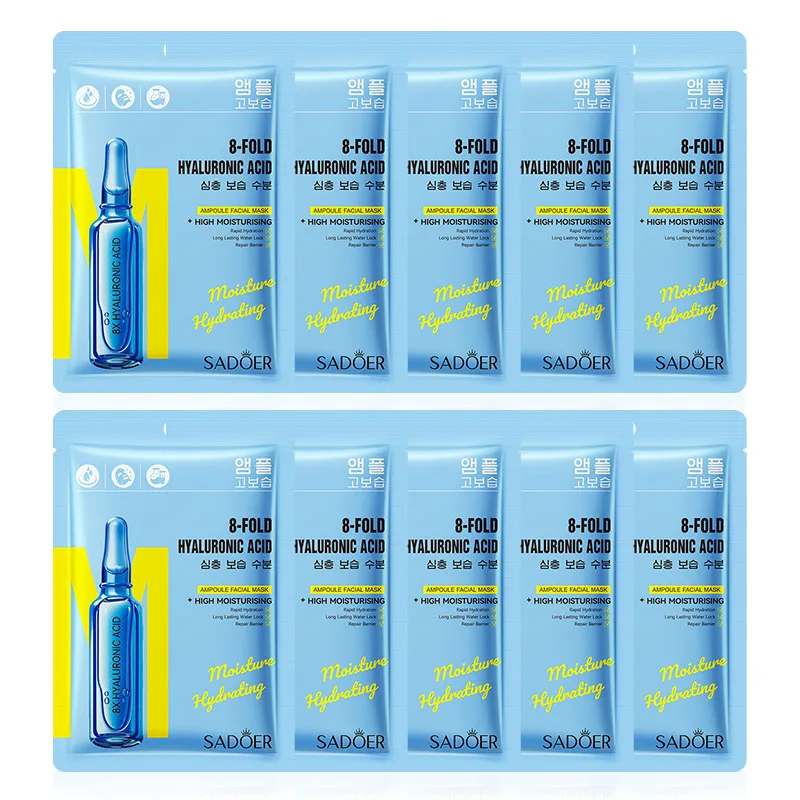 5/10pcs SADOER Hyaluronic Acid Face Mask Moisturizing Hydrating Facial Masks Korean Cosmetics Skin Care