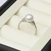 Freshwater Pearl Rings For Women,Cubic Zircon 925 Silver Open Pearl Ring Adjustable Mom Wife Birthday Gift Black 2