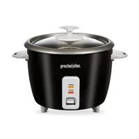 16 Cup Rice Cooker & Steamer Black Silver Family Size Healthy Cooking 37527 One-Button Operation Steamer Basket Includes 1