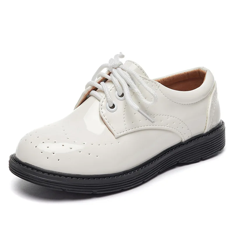 Brogues Toddler Boys White Formal Shoes England Style Classic Boys Shoes 4yrs To 12yrs Preppy Patent Leather Kid Oxford Shoe Boy