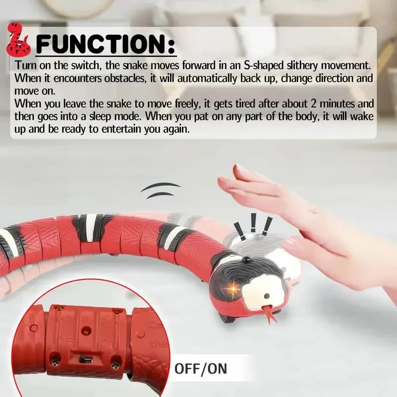 Smart Sensing Interactive Cat Toys Automatic Eletronic Snake Cat Teasering Play USBRechargeable Kitten Toys for Cats Dogs Pet