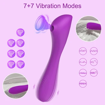 2 in 1 Clit Sucker Dildo Vibrator for Women Oral Nipple Clitoris Vacuum Stimulator Female Vibrator Sex Toys Goods for Adults 3