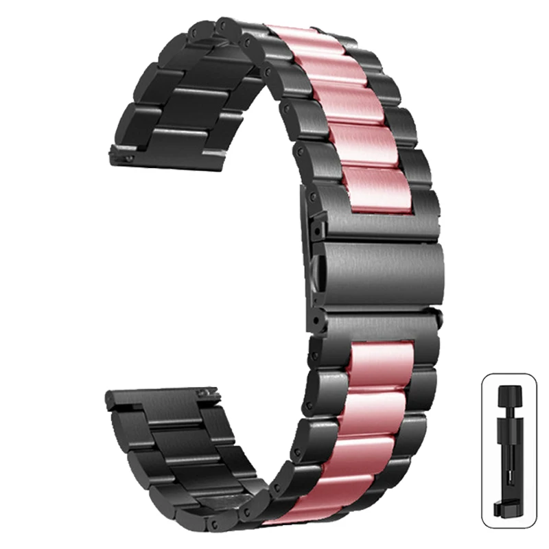 Enhanced Stainless Steel Metal Watch Band - 22mm/20mm Adjustable Strap