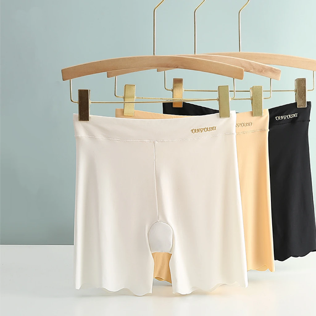 1pcs Girl Summer Ice Silk Thin Quick-drying Boxer Brief Women Seamless High waist Panties Plus Size Female Safety Underwear