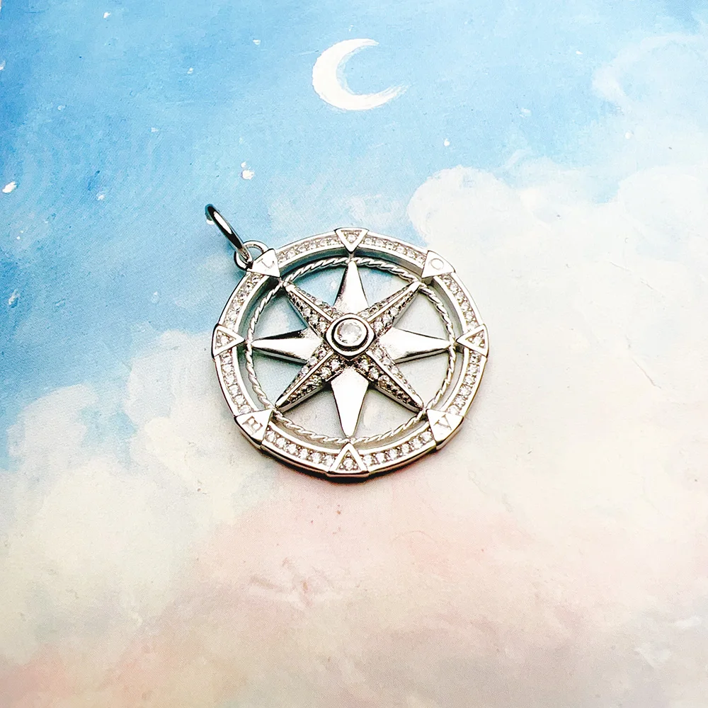 Pendants Compass Jewelry 925 Sterling Silver Lucky Gift For Women Men, silver pendant