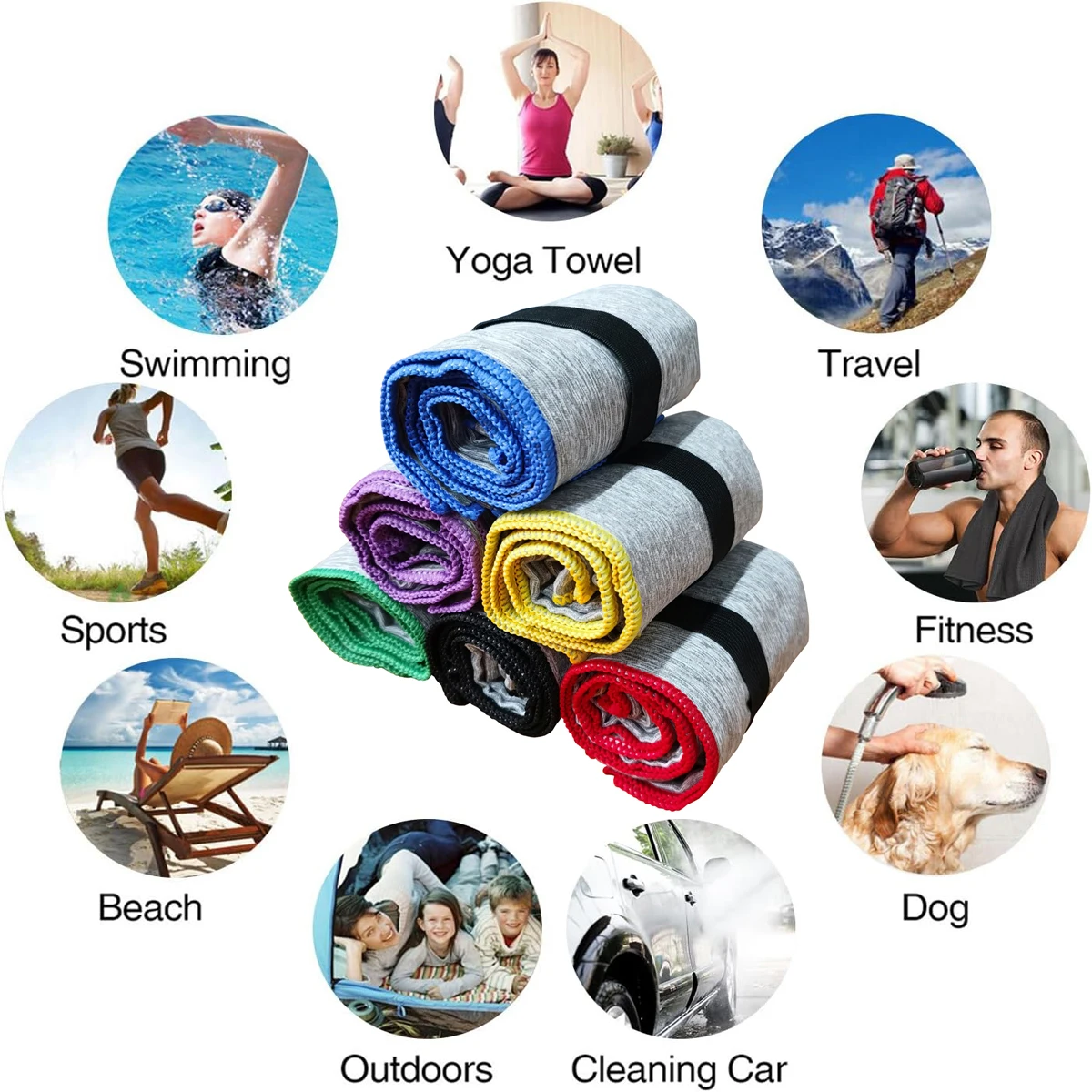 Microfiber Gym Towel Fast Drying Men Women Workout Gear for Body Sweat Sports Exercise Fitness Tennis Running Riding Hiking