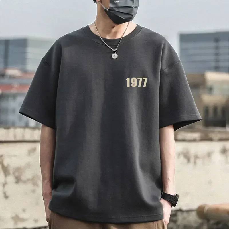 1977 Men Women Cotton Tshirts Retro Streetwear Short Sleeve 260g Printed