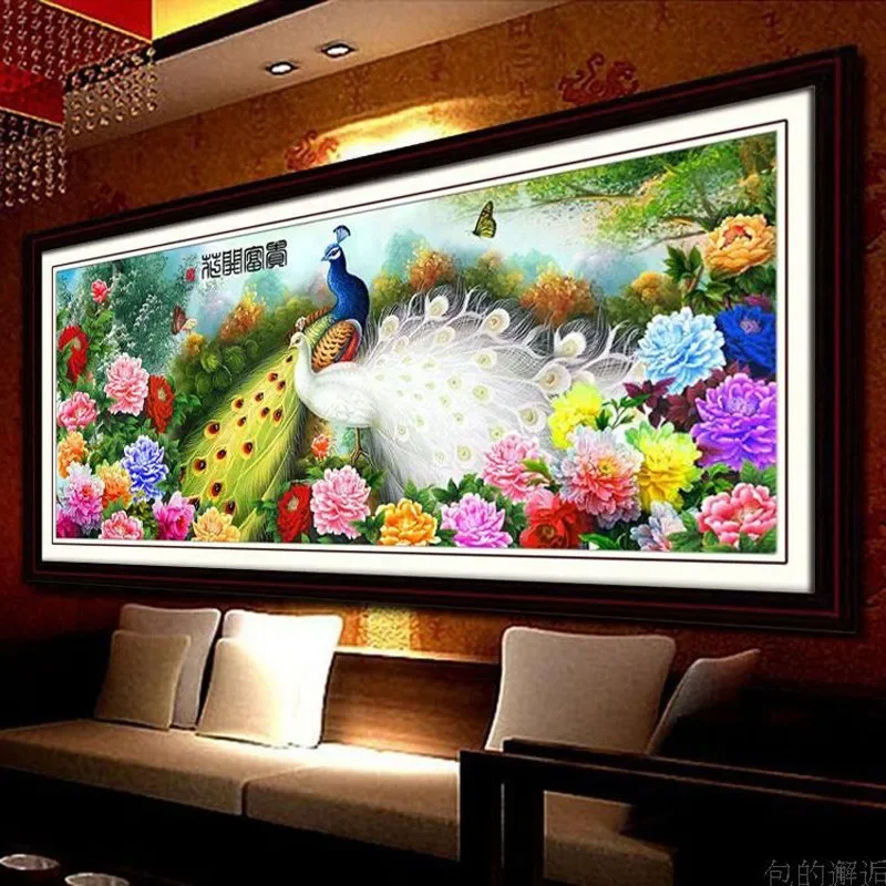 Cross Stitch Kit Peony Embroidery Kit DIY Peacock Peony Cross stitch Sets For Embroidery kits Blossoming Cross-Stitch Wall Home Decro