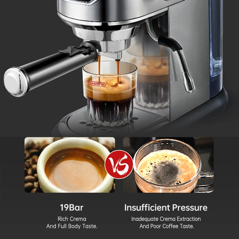 HiBREW Coffee Maker Cafetera 19 Bar Inox Semi Automatic Super Slim ESE POD&  Powder Espresso Cappuccino Machine Hot Water H11 - AliExpress