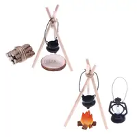 1/12 Doll House Camping Kits Campfire Scene Decor Pretend Play Miniature Scene Model Mini Camping Set for Festival Dollhouse 1