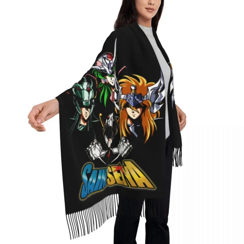 

Adventure Manga Anime Saint Seiya Scarf For Women Luxury Winter Fall Wrap Shawl Knights Of The Zodiac Tassel Wraps