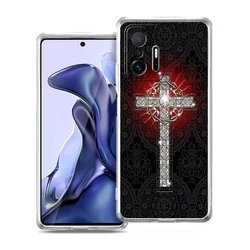 Gothic Cross Bling Glitter Soft TPU Transparent Phone Case for Xiaomi Mi 11Lite (B1)