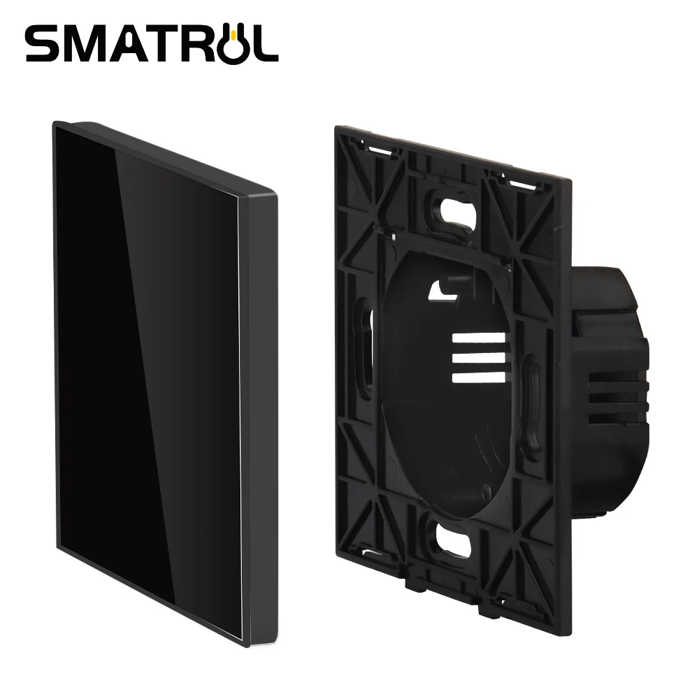 SMATRUL Blank Decorative Wall Switch EU 86 Bottom Box Tempered Glass Home  Without Smart Wifi Touch Function Black White Gold