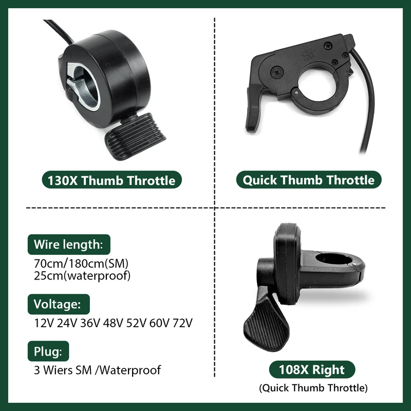 Electric Motorcycle E-bike Thumb Finger Gas Trigger Throttle 130X 108X Right Left Thumb Throttle For Electric Bike Scooter