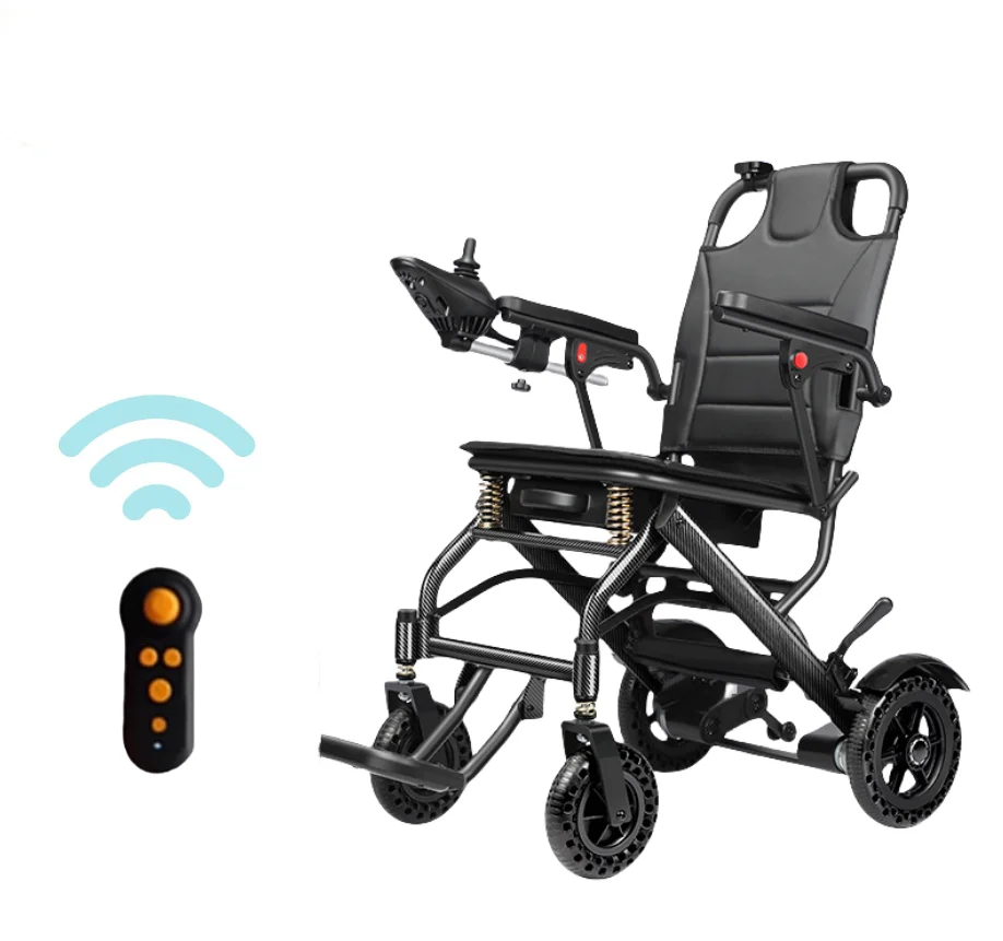 Electric Wheelchair Aluminum Lightweight Foldable Wireless Remote Control Brushless Motor Carbon Transfer Shock-absorbing 16.5KG
