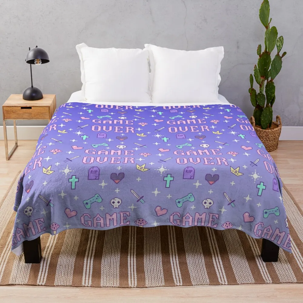 

Game Over (pastel) Throw Blanket For Decorative Sofa Cute Plaid Shaggy Camping Blankets