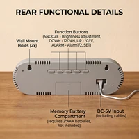 Large Digital Wall Clock Temperature and Date Week Display Electronic LED Table Alarm Clocks Brightness Adjustable 12/24H Format 6