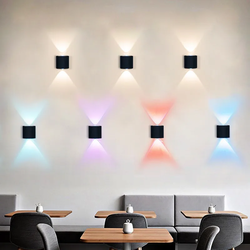 IP65 Waterproof LED Wall Light RGB Auto Change AC 2W 4W 6W 8W 10W 110V 220V Home Decorative Lamp Outdoor Garden Bedroom Corridor