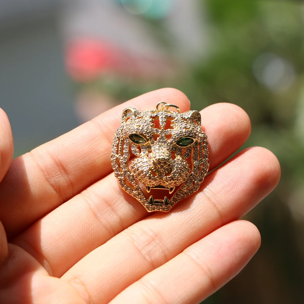 5PCS, 2022 Trendy CZ Leopard Pendant Copper Gold Plated Crystal Zircon Necklace Pendant for Jewelry Making Lucky Gift 4