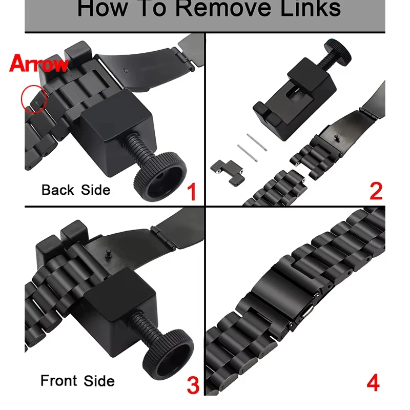 Premium Stainless Steel 22mm Smartwatch Strap with Metal Folding Clasp