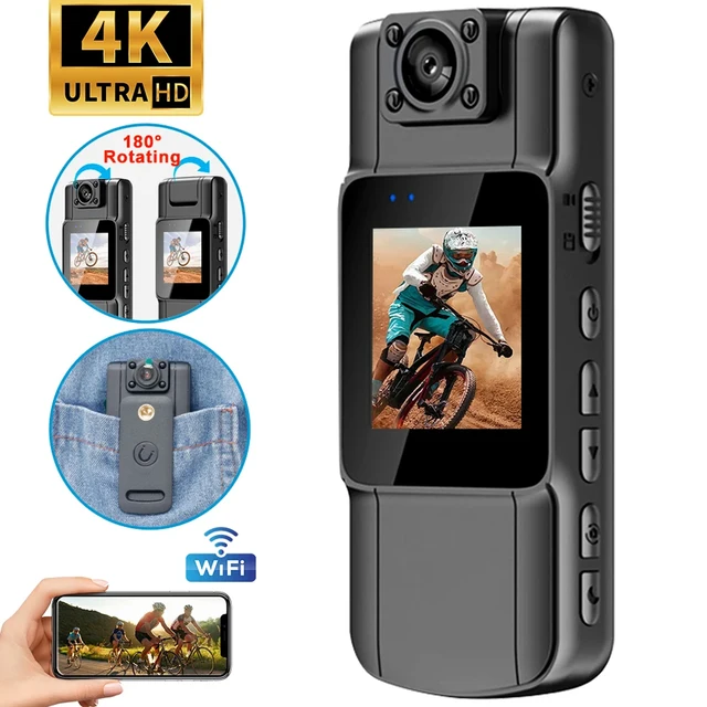 Ultra HD 4K Mini Camera Bodycam 180° Adjustable Sports DV Camera Wifi Hotspot Night Vision CamOutdoor Law Enforcement Recorder 1