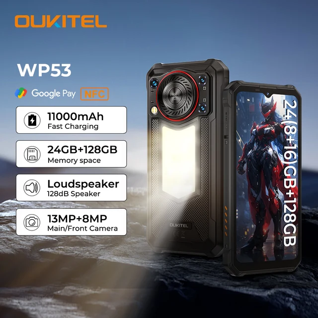 【World premiere】OUKITEL WP53 Rugged Phone, 24GB+128GB, 11000mAh, Android15, Smartphone, 6.52", NFC, Cell Phone, 13MP Camera