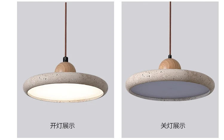 Description Picture 2 of itemHigh Quality Natural Stone Pendant Light Travertine Ceiling Hanging Lamp Suspension Chandelier for Dining Room Kitchen Island