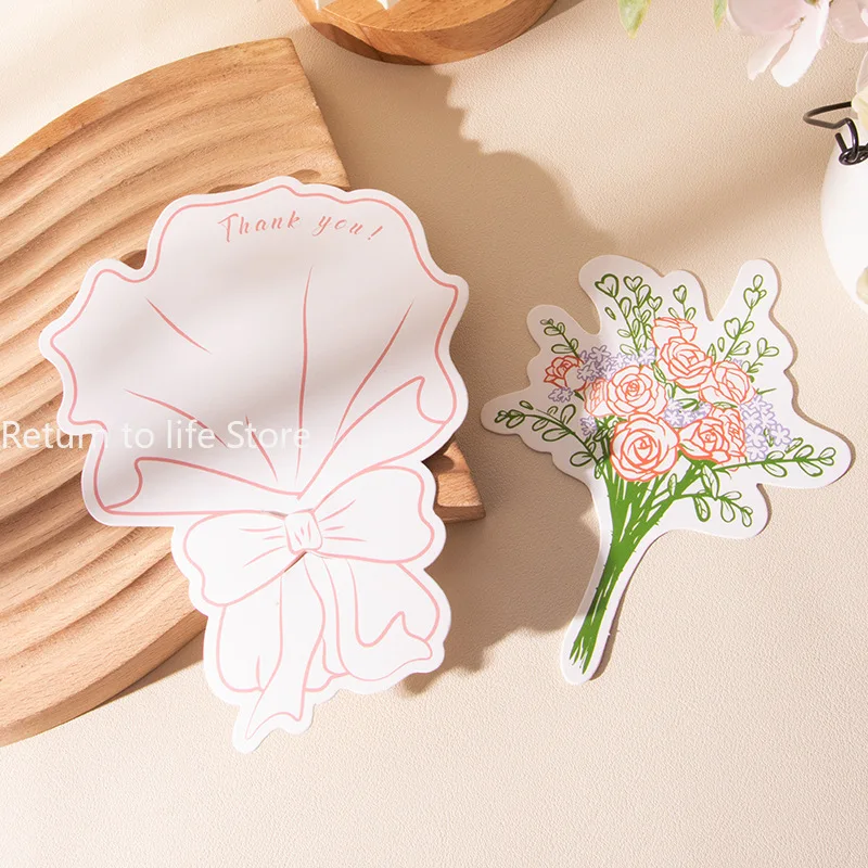 Flower Business Cards Rose Bouquet High-End Small Card Birthday Card Ins Wedding Accompaniment Gift Thank You Cards Postcard