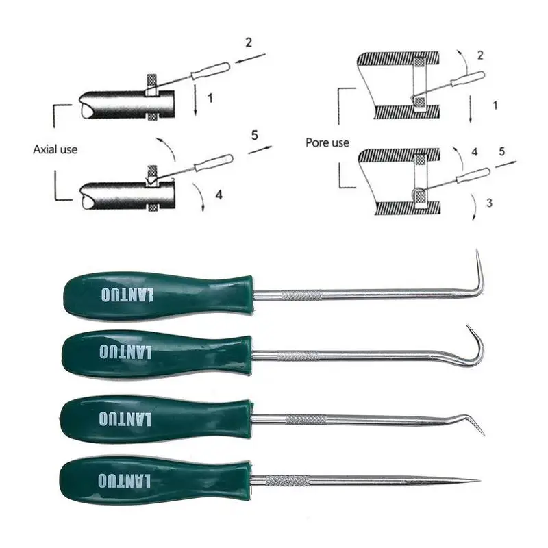 4Pcs 선택 및 후크 세트 자동차 자동 오일 씰 O 링 씰 가스켓 풀러 선택 오일 씰 스크류 드라이버 세트 자동차 자동 차량 선택 도구