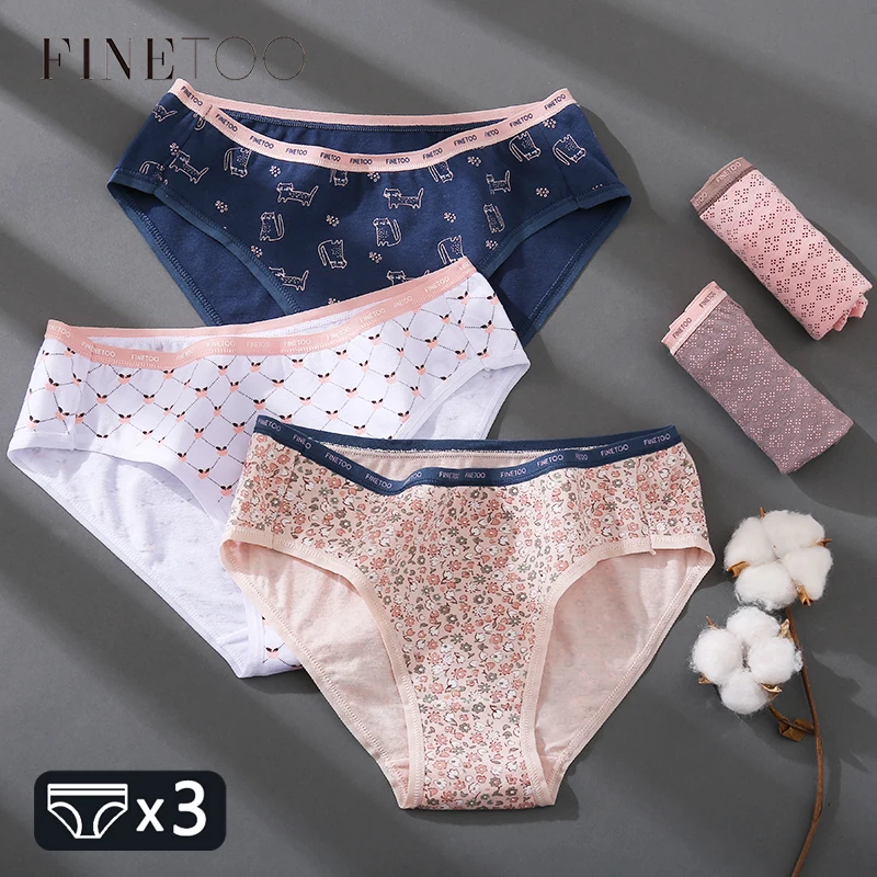  FINETOO 6 Pack Cotton Underwear for Women Cute Low