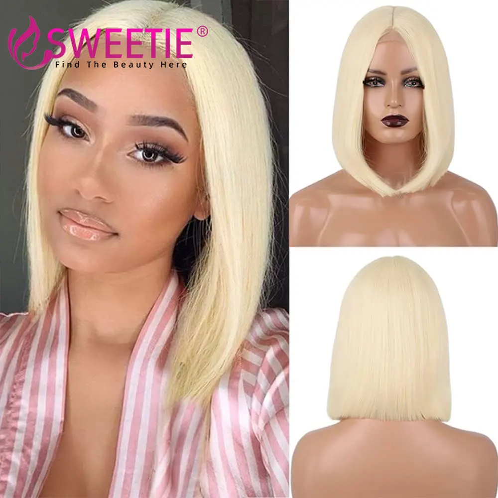 

613 Lace Frontal Short Bob Wig 13x4 Lace Front Human Hair Wigs For Women Glueless Hair Transparent Straight Honey Blonde Wig