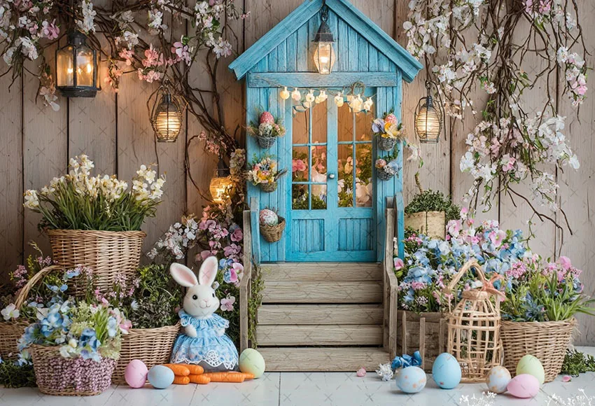 Mehofond Photography Background Spring Easter Boho Floral House Egg Kids Birthday Cake Smash Portrait Decor Backdrop Photo Studi photo backdrop