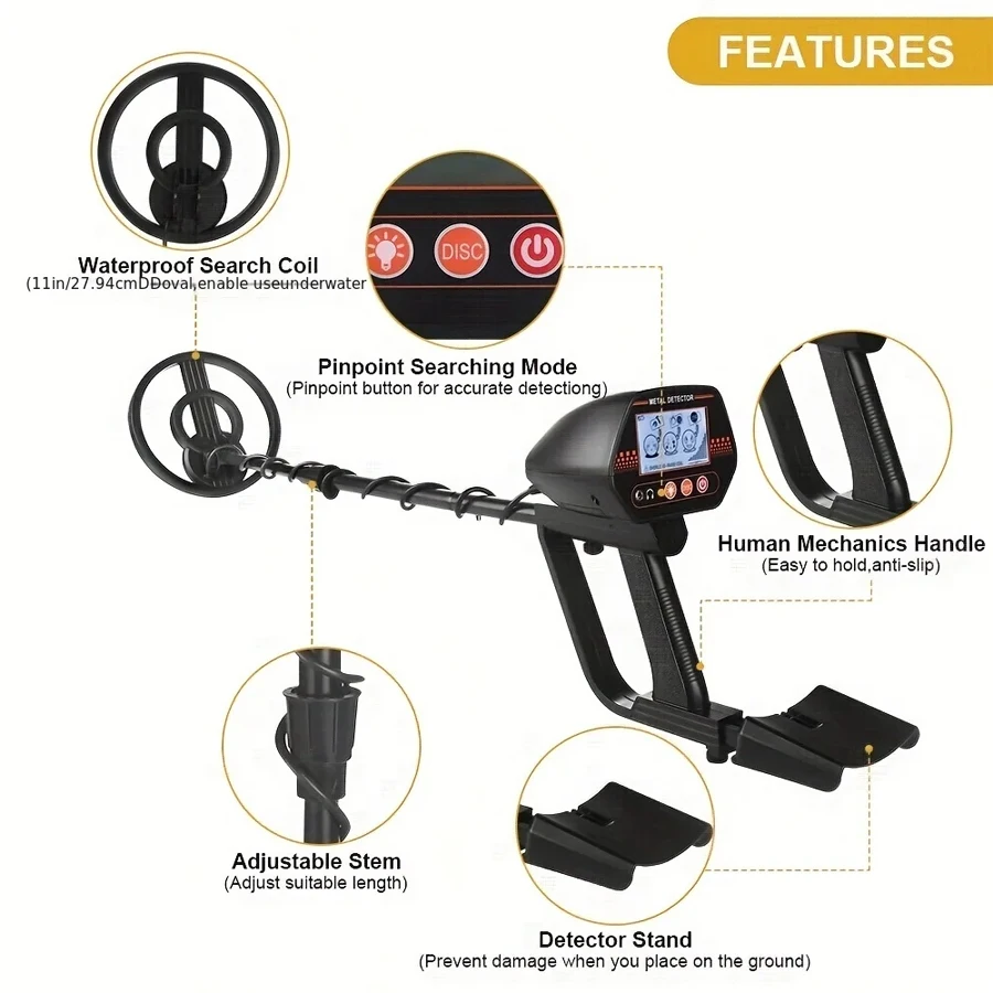 Metal Detector MD4070 Underground High Sensitivity Jewelry Treasure Gold Waterproof Coins Finder GP pointer