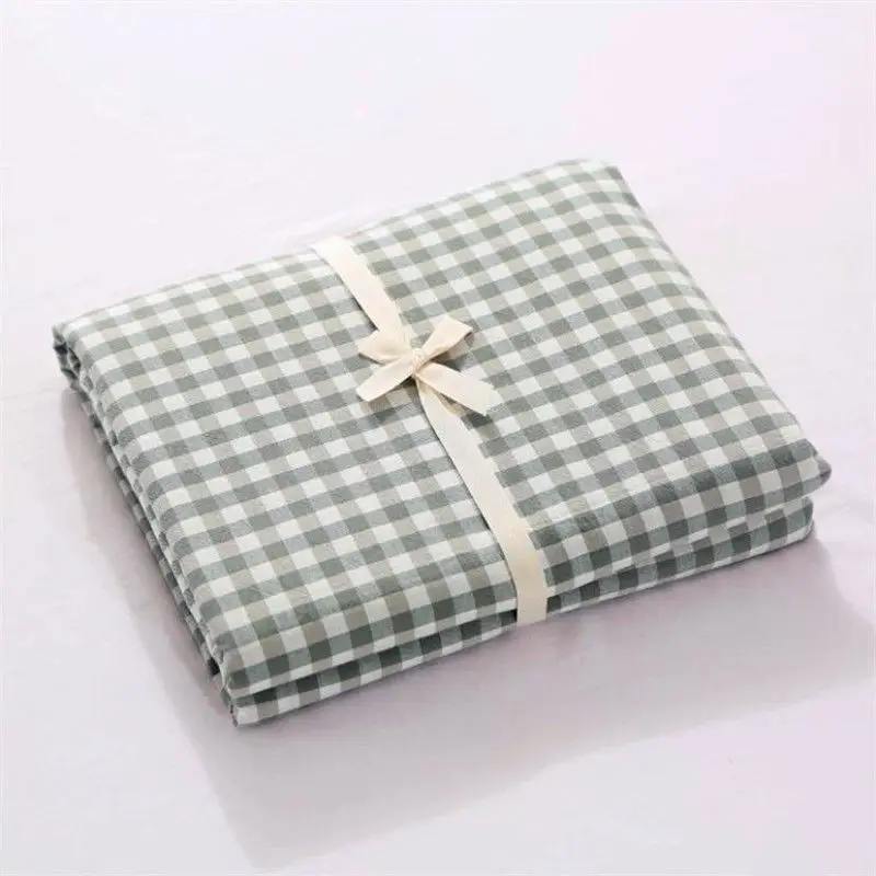 Washed Cotton Bedding Sheets Bedroom Household Plaid Flat Sheet Soft King Queen Full Size Students Dormitory Mattress Cover New 4