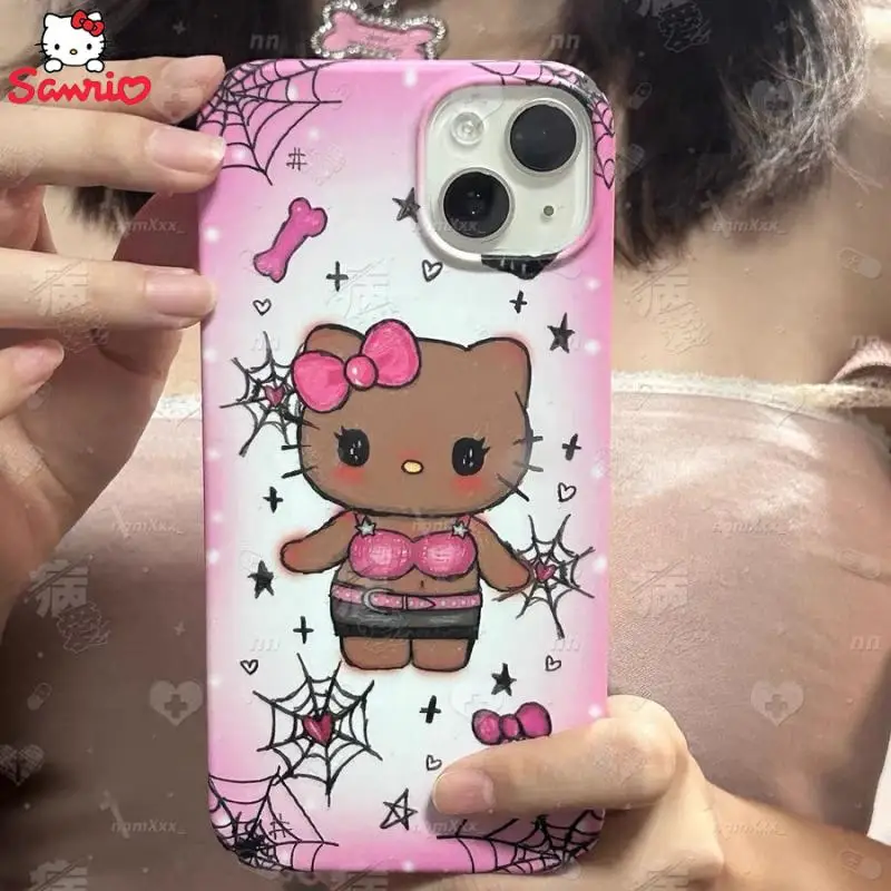 

Kawaii Sanrio Y2K Hello Kitty телефон на Хэллоуин Iphone15/14Pro Чехол для телефона Iphone13/12 мягкий чехол Iphone11Max подарок для девушки