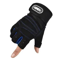 Unisex Non-Slip Fitness Training Gloves with Wrist Support - XXL (Blue)