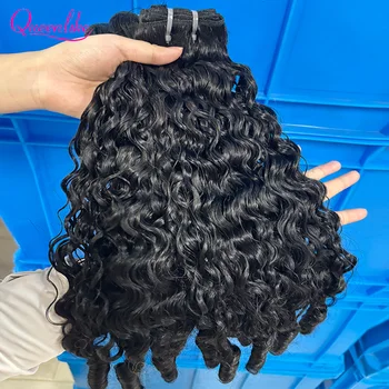Queenlike Burmese Curly Raw Human Hair Bundles 15A Double Drawn 1/3/4 Bundles Pixie Curly Bundles Human Hair Ocean Spiral Curly 1