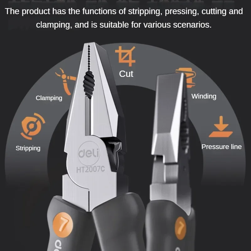 Deli sharp nose pliers grade electrician specific pliers 6-inch 7-inch labor-saving household manual plier steel wire plier 5
