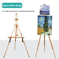 An easel made of beech wood, with a large adjustable and foldable portable triangular drawing storage display stand 4