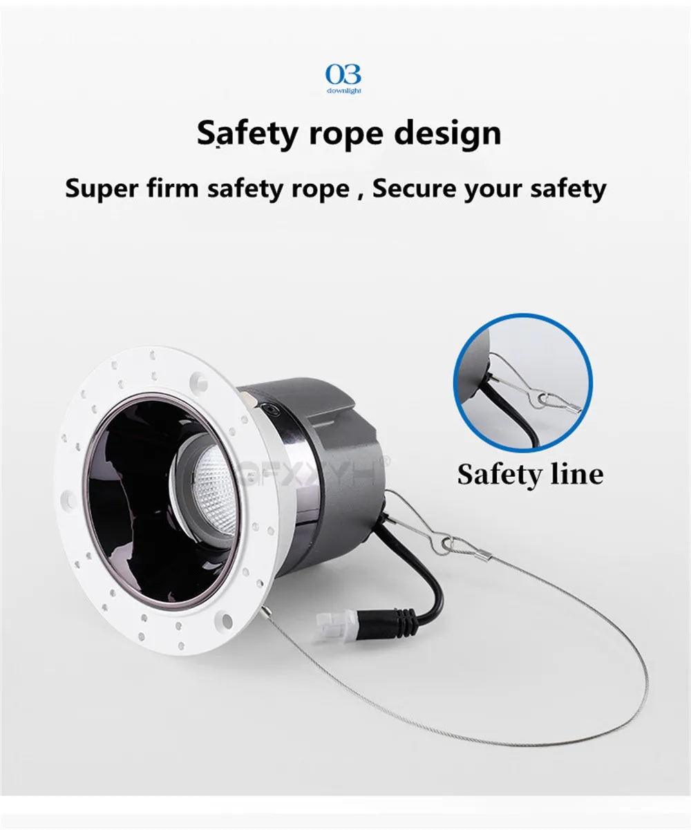 라운드 보더리스 LED COB 눈부심 방지 스포트 라이트, 조도 조절 AC85-265V, 7W, 9W, 12W, 15W, 18W, 24W, 30W LED 다운라이트, 가정용 선박 조명