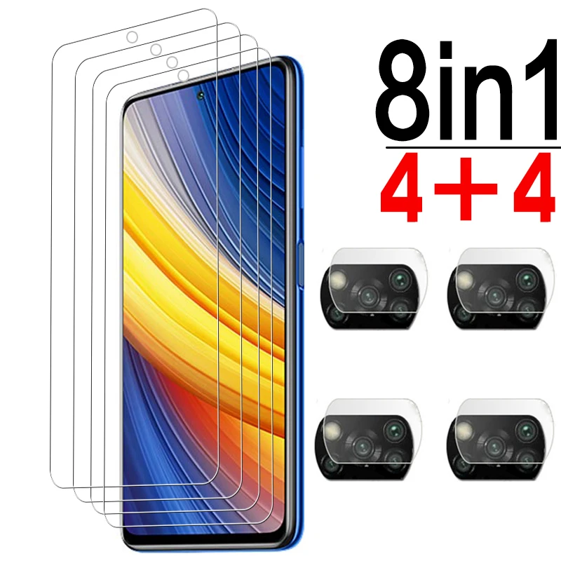 8 in 1 Tempered Glass For Xiaomi Poco X3 Pro Screen Protector Full Cover  Lens Film For Xiaomi Poco X3 NFC X3Pro X3NFC Glass